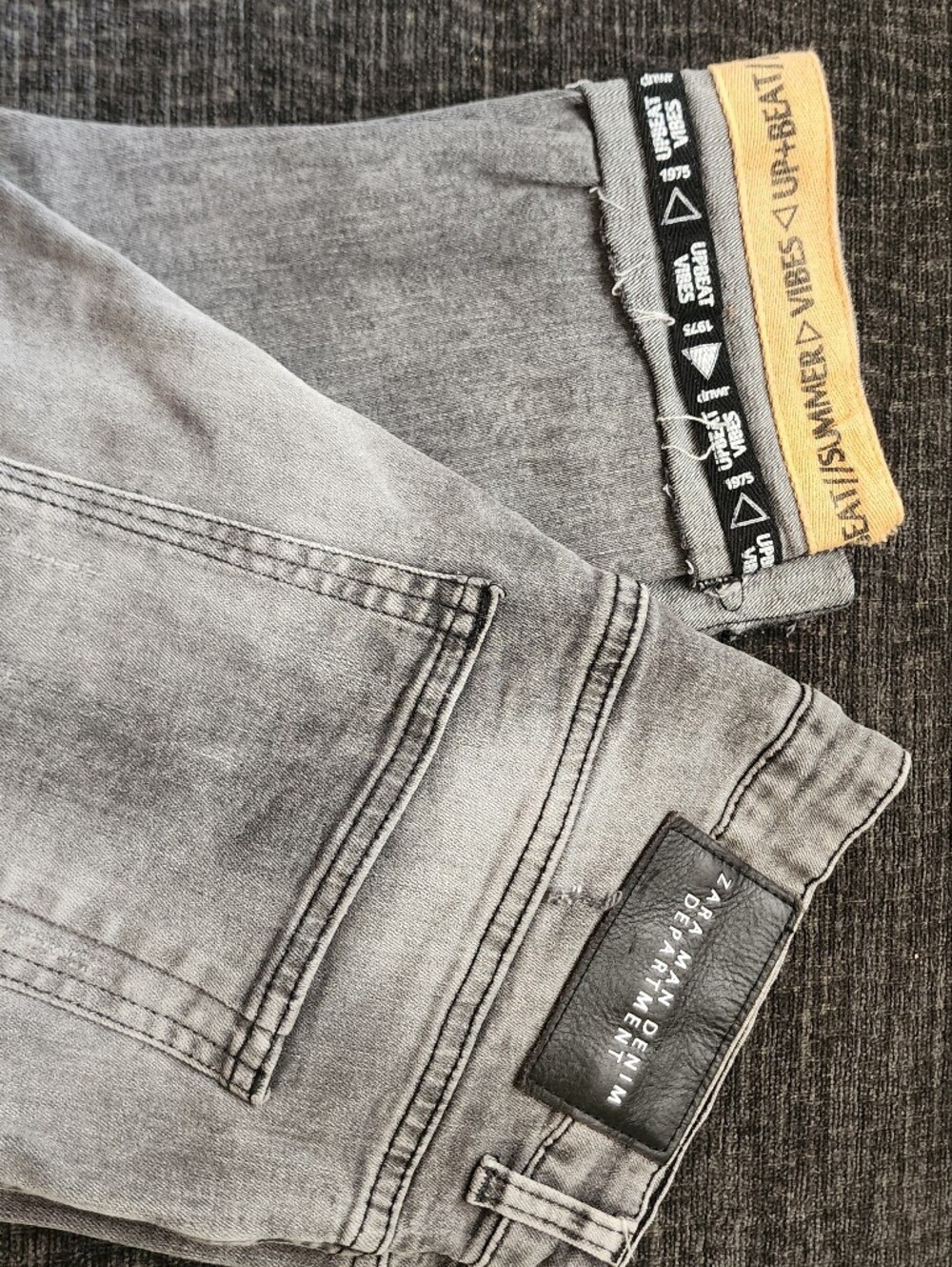 ZARA men ripped distressed Jeans Gray Wash